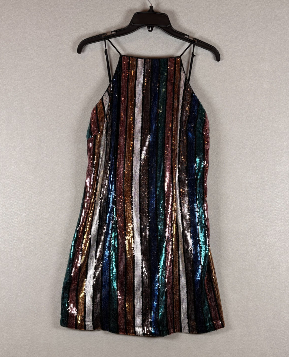 Altar'd State Women's Medium Rainbow Sequin Stripe Mini Dress NWT